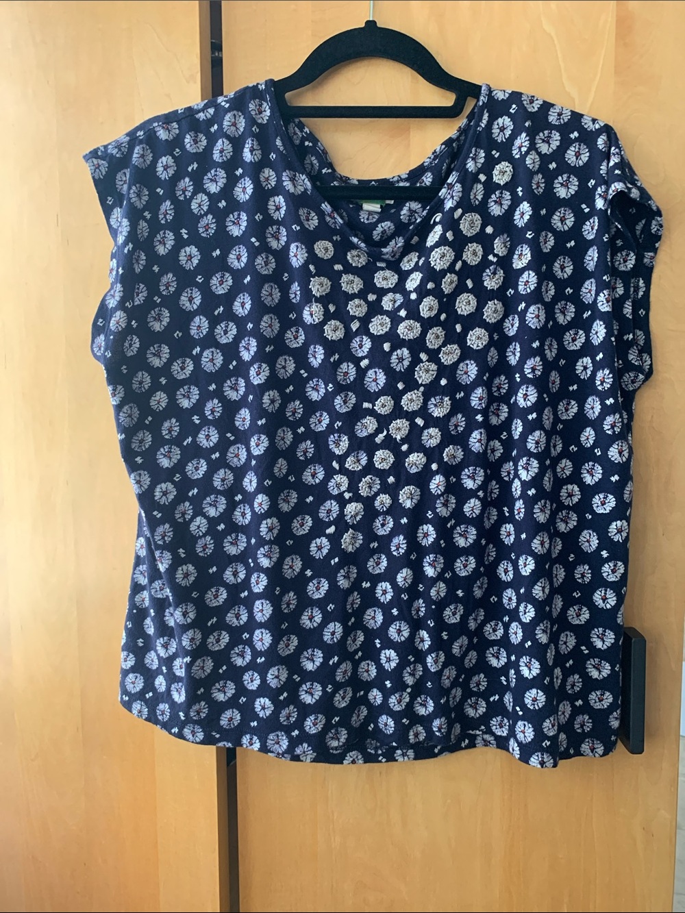 Ett Twa Anthropologie top navy blue  cotton Small